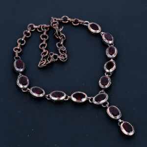 Electroformed Copper Mozambique Garnet Necklace: Adjustable Handmade Jewelry