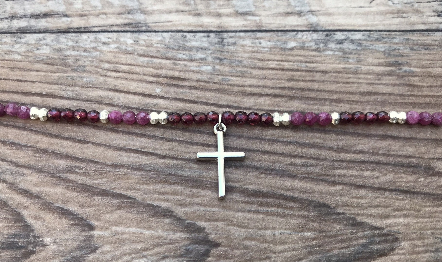 Elegant Gemstone Cross Necklace With Garnet - Thoughtful Gift For Her