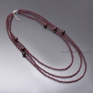 Exclusive Red Garnet Beaded Necklace-multi Layering Necklace-3.5mm/10mm Smooth Round Garnet Jewelry-garnet Jewelry-christmas-limited Stock