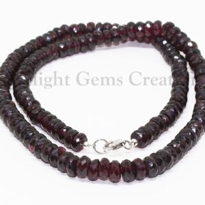 Faceted Garnet Beaded Necklace, 6-8mm Red Gemstone Jewelry