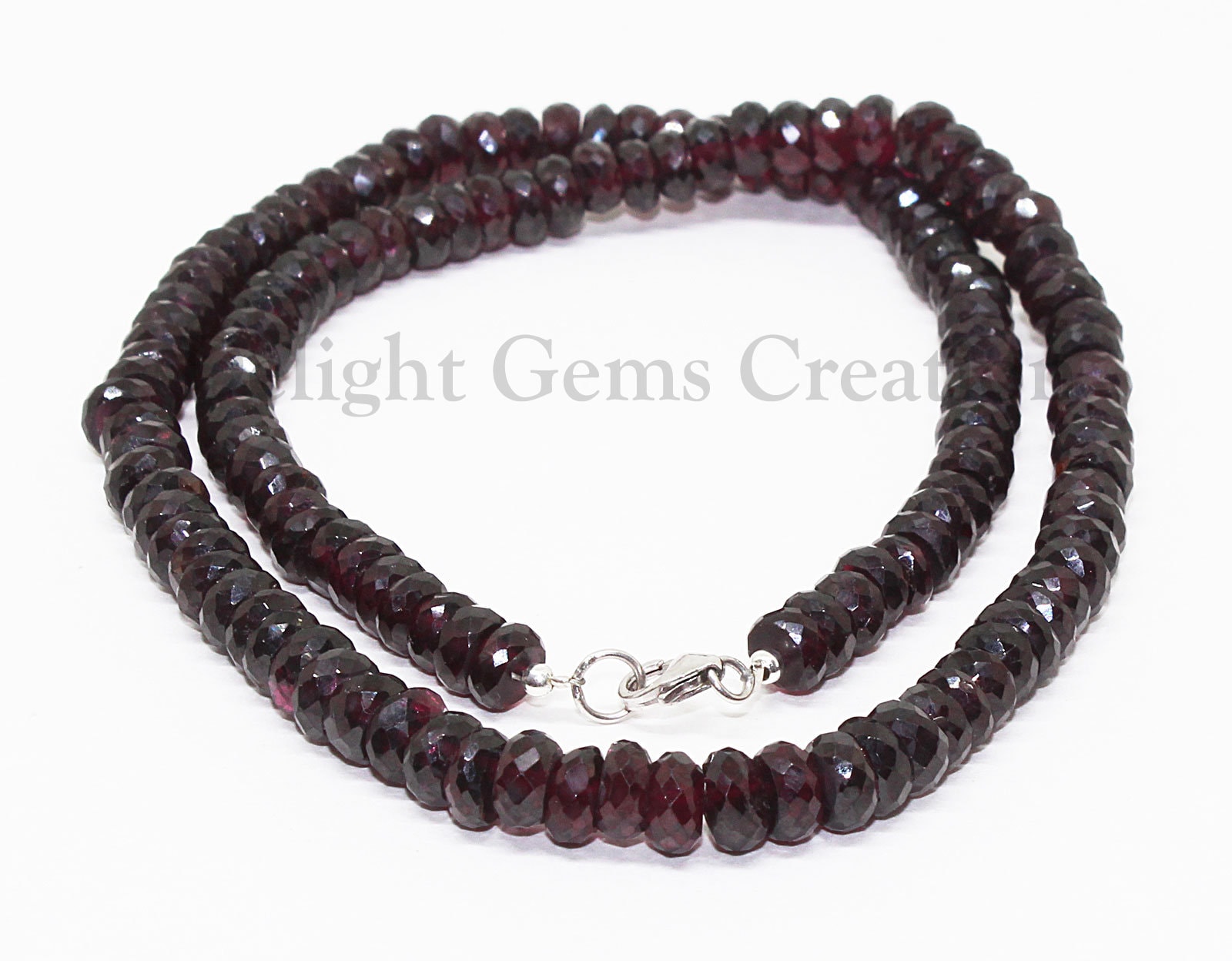 Faceted Garnet Beaded Necklace, 6-8mm Red Gemstone Jewelry