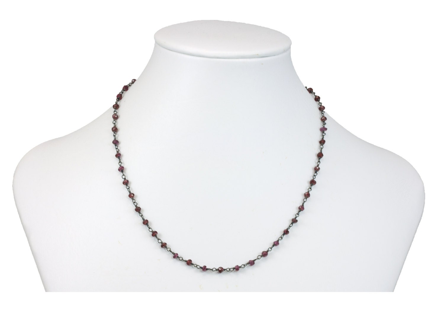 Garnet Necklace Faceted Chain Link Beaded Black Oxidized Sterling Silver 18 19 Inches Real Natural Red Garnets Simple Dainty Daily Wear Garnet Necklace Faceted Chain Link Beaded Black Oxidized Sterling Silver 18 19 Inches Real Natural Red Garnets Simple Dainty Daily Wear