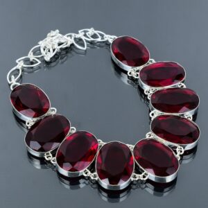 Handmade Faceted Mozambique Garnet Necklace: 925 Sterling Silver, Adjustable Chain