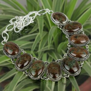 Handmade Grass Garnet 925 Sterling Silver Necklace - Adjustable Vintage Gemstone Jewelry