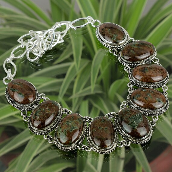Handmade Grass Garnet 925 Sterling Silver Necklace - Adjustable Vintage Gemstone Jewelry