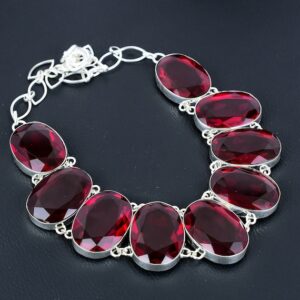 Handmade Mozambique Garnet Necklace: 925 Sterling Silver, Adjustable Chain