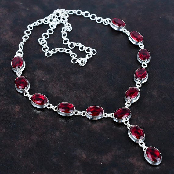 Handmade Mozambique Garnet Necklace: Sterling Silver Birthstone Jewelry
