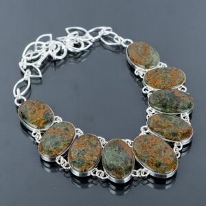 Handmade Spessartine Garnet in Limestone Necklace: 925 Sterling Silver