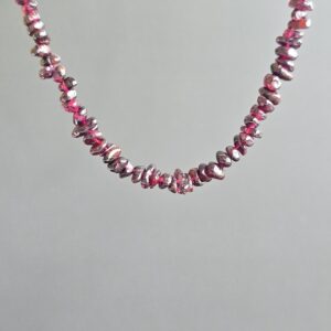 Long Garnet Crystal Necklace: 30 Inch Handmade Gemstone Chips Necklace