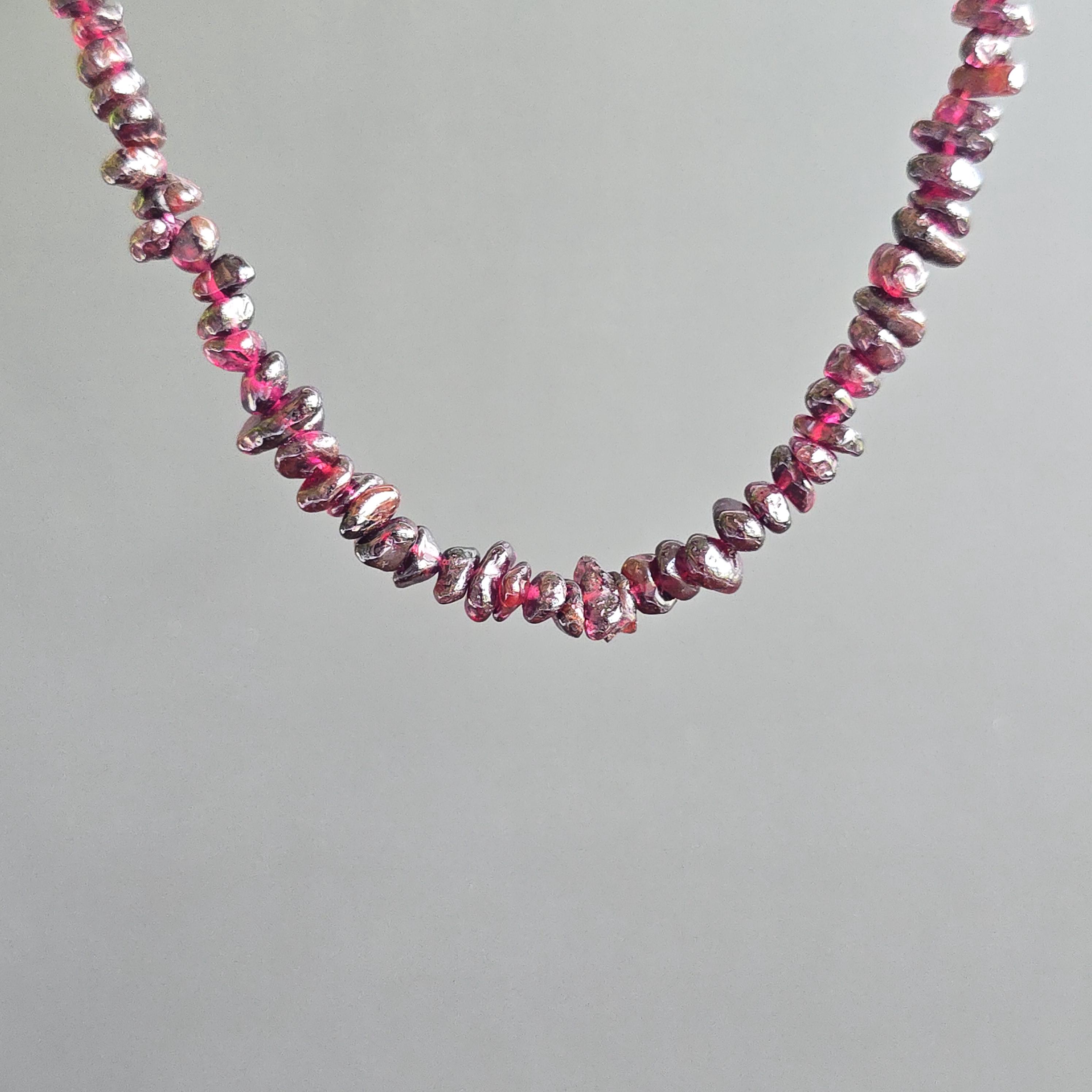 Long Garnet Crystal Necklace: 30 Inch Handmade Gemstone Chips Necklace Long Garnet Crystal Necklace: 30 Inch Handmade Gemstone Chips Necklace