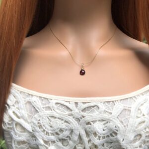 Minimalist Garnet Gemstone Necklace - Dainty Gift For Her