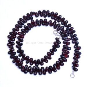 Mozambique Garnet Necklace, Faceted Teardrop Beads, 18 Inch