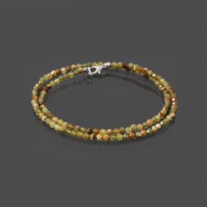 Natural Green Garnet Beaded Necklace. 3mm Grossular Garnet Micro Faceted Round Bead Necklace. Pretty Green Beads Women Necklace,gift For Mom