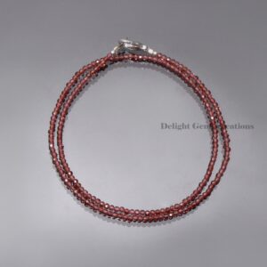 Natural Malaya Garnet Beaded Necklace - Stunning 2.5mm Faceted Beads, Gift For Mom - Stylish Women's Jewelry, Micro Faceted Garnet Beads