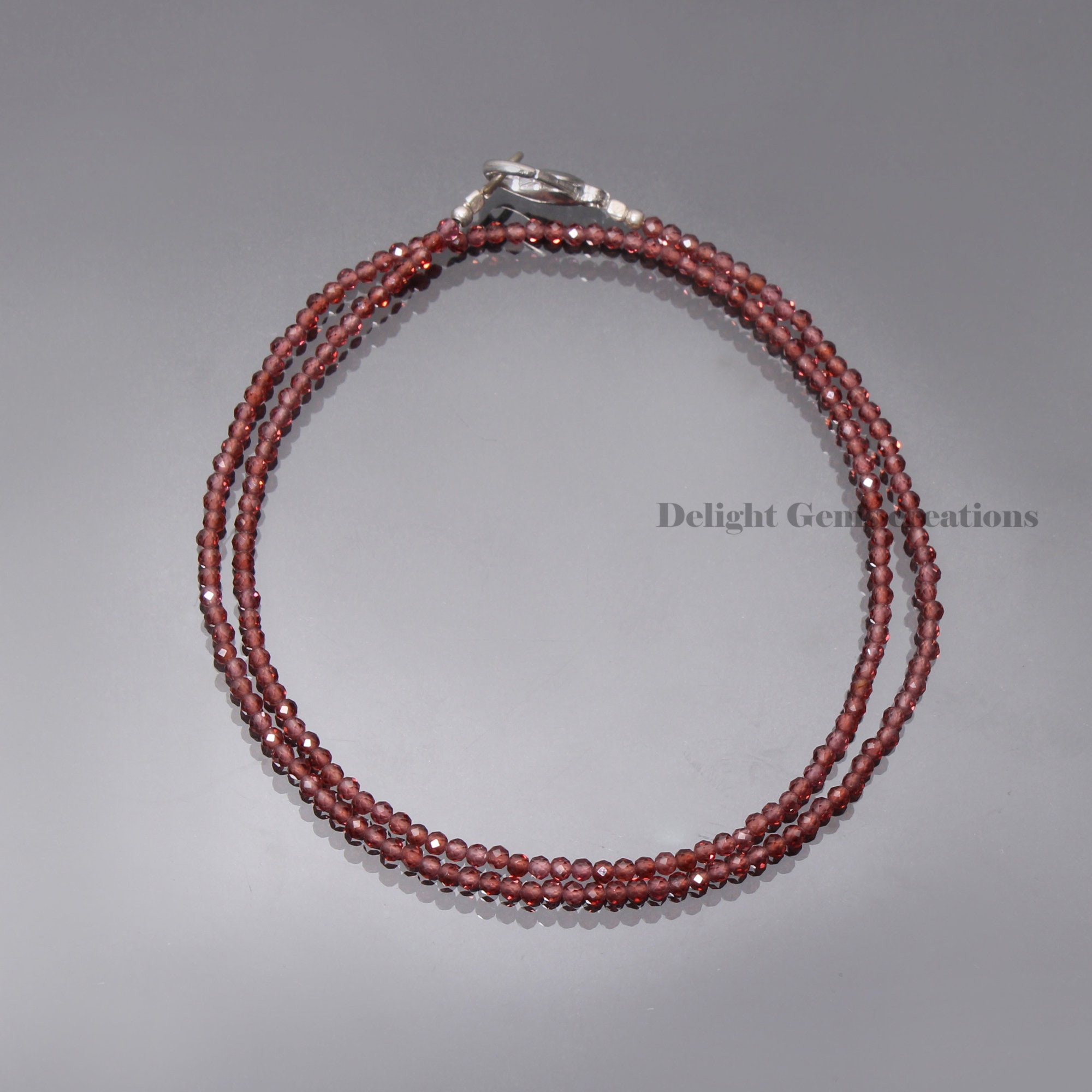 Natural Malaya Garnet Beaded Necklace - Stunning 2.5mm Faceted Beads, Gift For Mom - Stylish Women's Jewelry, Micro Faceted Garnet Beads