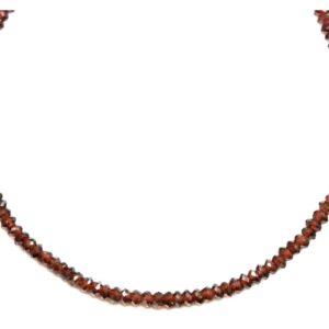 Natural Red Garnet Necklace Beaded Sterling Silver Or 14 Gold Filled Solid Strand Faceted 18 19 Inch Aaa