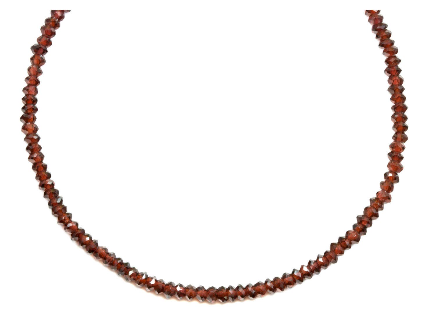 Natural Red Garnet Necklace Beaded Sterling Silver Or 14 Gold Filled Solid Strand Faceted 18 19 Inch Aaa