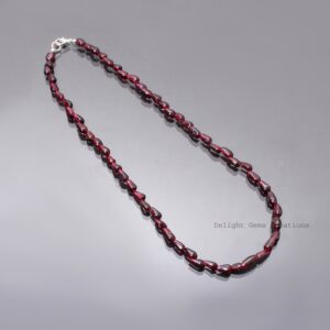 Natural Red Garnet Beaded Necklace, Fancy Shape Gemstone Jewelry