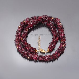Natural Red Garnet Chips Beaded Necklace-4mmx5mm Aaa Garnet Nuggets Gemstone Necklace-handmade Necklace-handwoven Necklace-rope Necklace