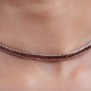 Red Garnet Tennis Necklace – Sterling Silver Gemstone Chain