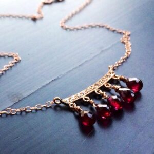 Rose Gold Garnet Pave Bar Necklace: January Birthstone Jewelry