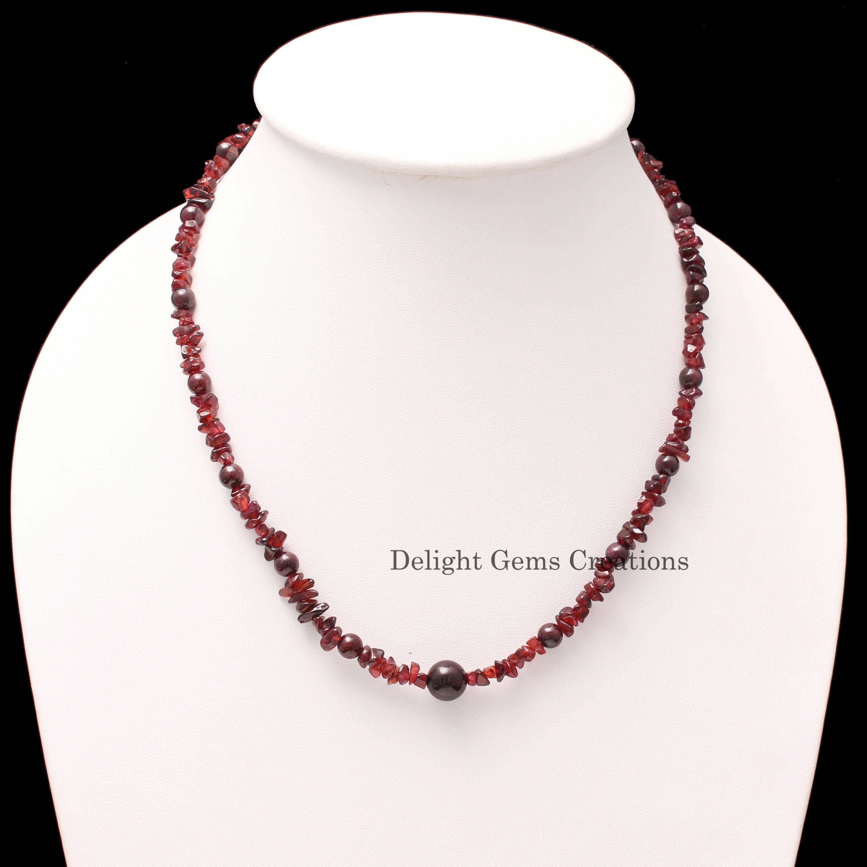 Semi-precious Natural Garnet Beaded Necklace-red Smooth Round / Chips & Nuggets Gemstone Necklace-christmas Gifts-women Christmas Jewelry Semi-precious Natural Garnet Beaded Necklace-red Smooth Round / Chips & Nuggets Gemstone Necklace-christmas Gifts-women Christmas Jewelry