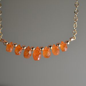 Spessartine Garnet Necklace In Sterling Silver, 14k Gold / / January Birthstone / / Fanta, Orange Garnet / / 2nd Anniversary / / Minimal Garnet