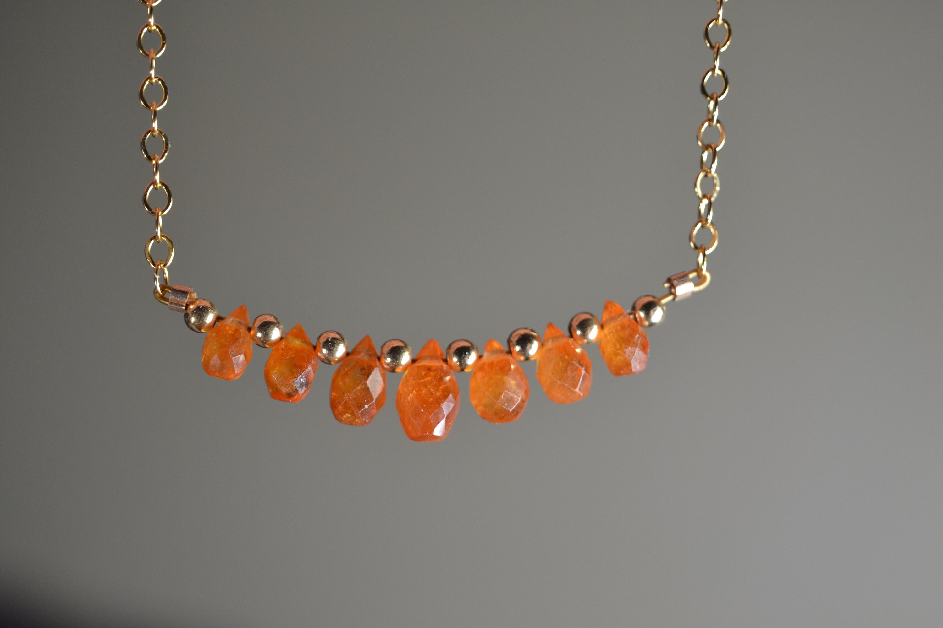 Spessartine Garnet Necklace In Sterling Silver, 14k Gold // January Birthstone // Fanta, Orange Garnet // 2nd Anniversary // Minimal Garnet