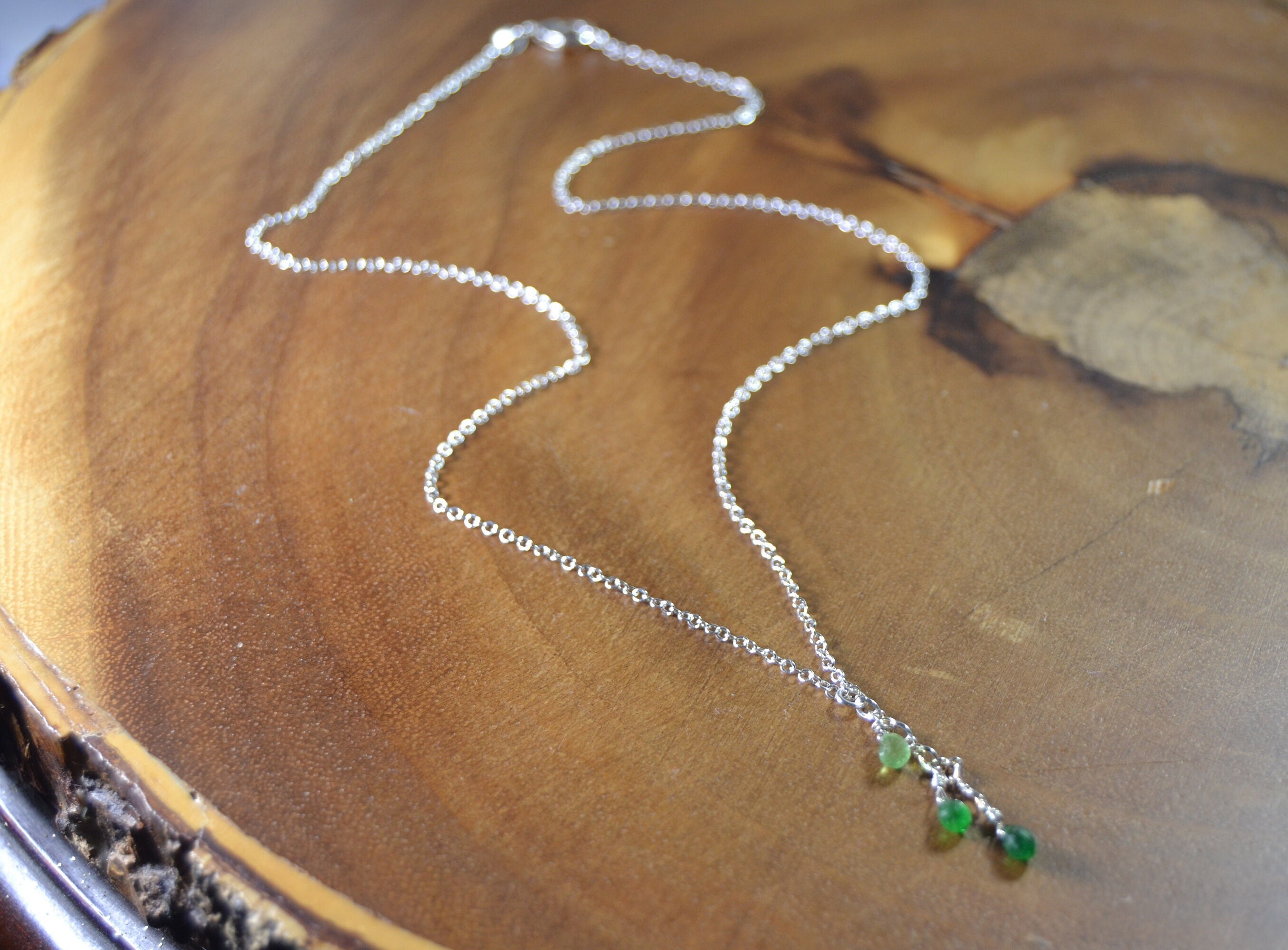 Tsavorite Garnet Briolette Necklace In Sterling Silver, 14k Gold / / Green Garnet / / January Birthstone / / Minimalist / / 25th Anniversary