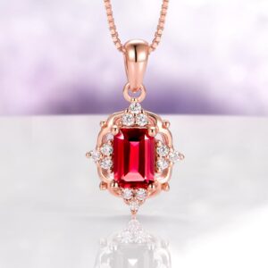 Vintage Natural Red Garnet Necklace For Women 14k Rose Gold Vermeil Unique January Birthstone Jewelry Anniversary Birthday Gift For Her