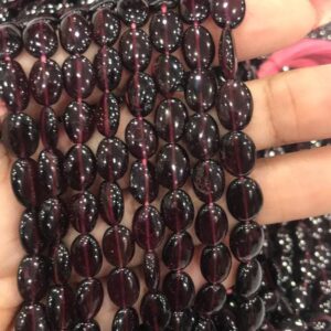 16 Inch Strand- Natural Red Garnet Smooth Oval Shaped Gemstone Beads | Size- 6/8-7/9 Mm Fancy Shape Beads | Gift For Love