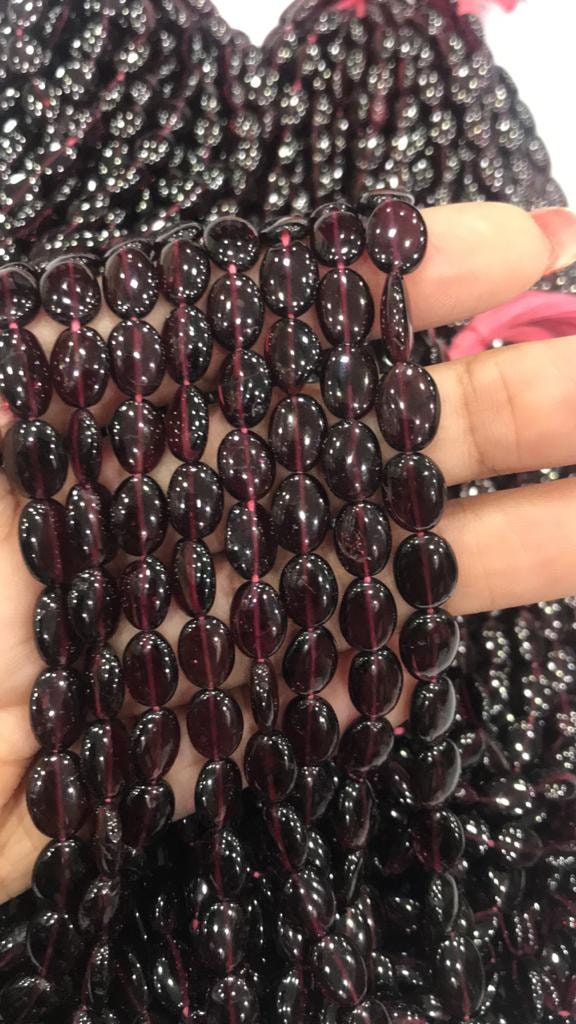 16 Inch Strand- Natural Red Garnet Smooth Oval Shaped Gemstone Beads | Size- 6/8-7/9 Mm Fancy Shape Beads | Gift For Love
