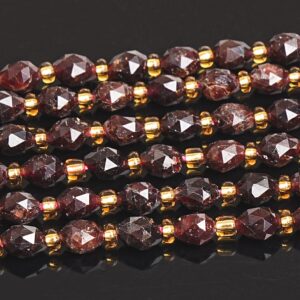 6mm Red Black Garnet Beads Grade Aa Gemstone Drum Barrel Rice Bead Loose Beads 15"/7.5" Bulk Lot Options