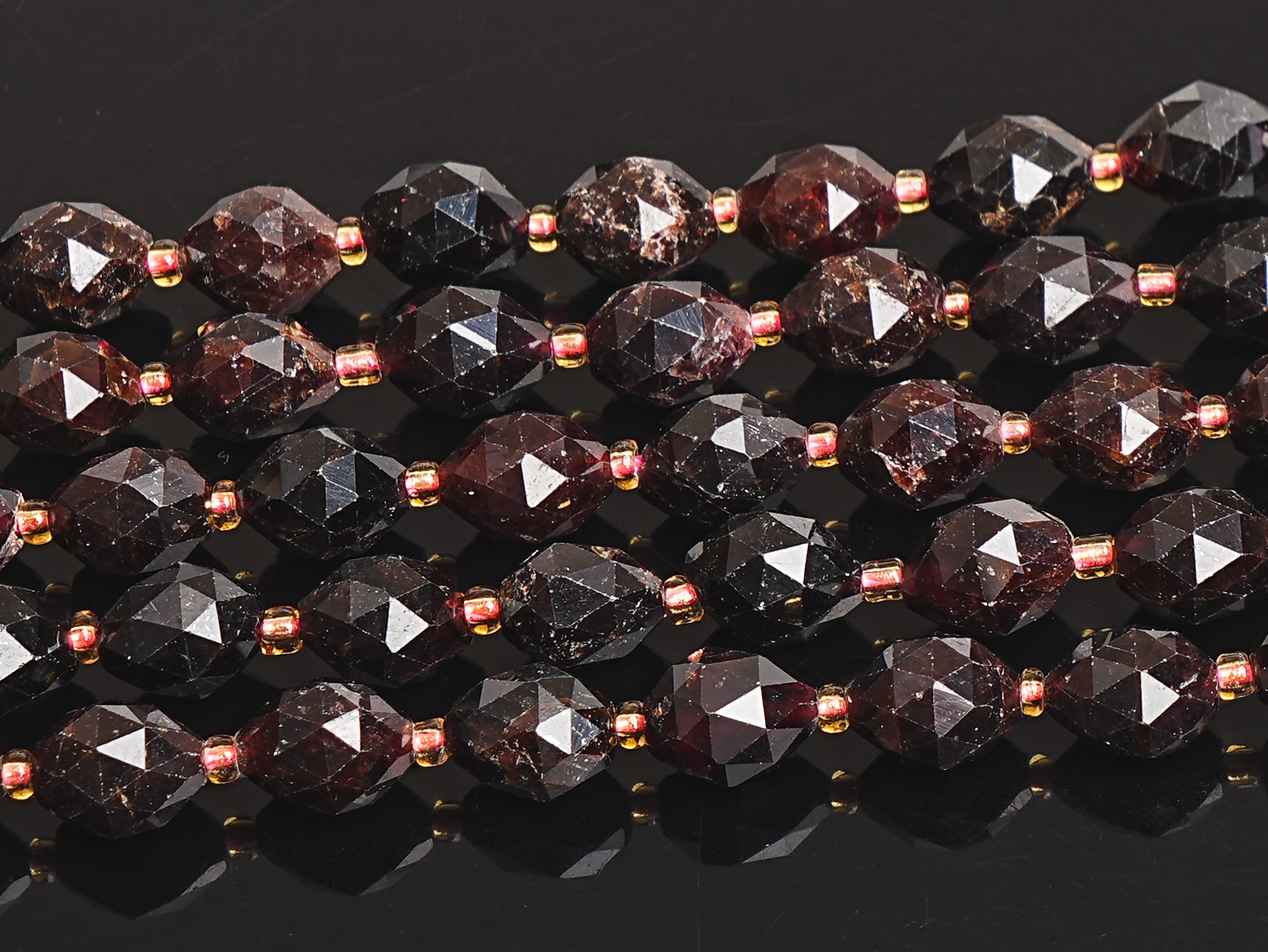 8mm Red Black Garnet Beads Grade Aa Genuine Natural Gemstone Drum Barrel Rice Bead Loose Beads 15"/7.5" Bulk Lot Options