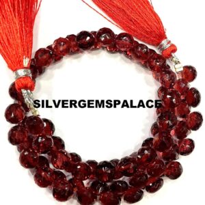 AAA+ Natural Garnet Faceted Briolettes Garnet Onion Cut Beads Mozambique Garnet Gemstone Beads Onion Briolettes 9” Jewelry Making Beads.