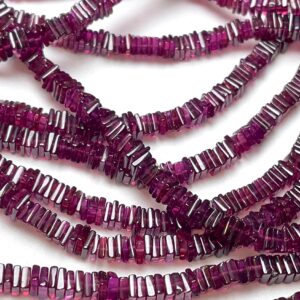 Aaa- Natural Rhodolite Garnet Heishi Square Shaped Gemstone Beads | 16 Inches Strand | Size- 4-5 Mm Beads An Amazing Item