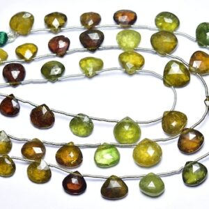 Beautiful Grossular Garnet Heart Beads - 8 Inches - Natural Faceted Multi Grossular Garnet Heart Broilette - Size Is 8 - 11 Mm #2466 Beautiful Grossular Garnet Heart Beads - 8 Inches - Natural Faceted Multi Grossular Garnet Heart Broilette - Size Is 8 - 11 Mm #2466