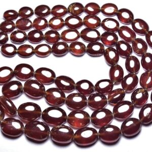 Big Hessonite Garnet Oval Beads - 8 Inches - Natural Beautifull Smooth Hessonite Garnet Briolette - Size Is 7x9 - 10.5x13.5 Mm #2541