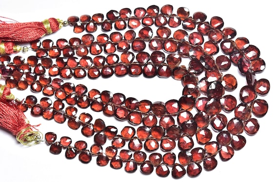 Garnet Briolette Beads - 7.50 Inches,natural Garnet Faceted Heart Briolettes,size Is 5-7mm #155 Garnet Briolette Beads - 7.50 Inches,natural Garnet Faceted Heart Briolettes,size Is 5-7mm #155