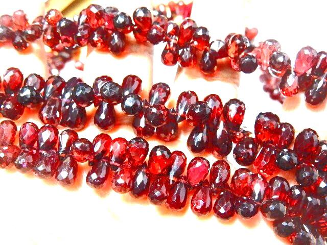 Faceted Mozambique Garnet Briolette Beads, Deep Red Gemstone Drops For Jewelry Making