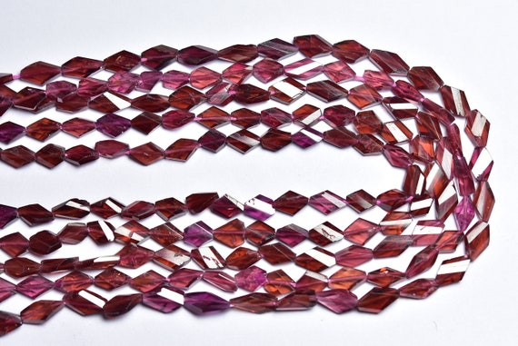 Garnet Fancy Beads - 13 Inches - Beautiful Natural Faceted Garnet Kite Shape Briolettes - Size Is 7-9 Mm #1978