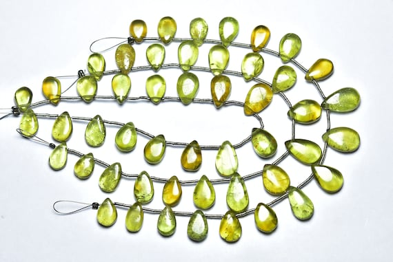 Grossular Garnet Pear Beads - 7.5 Inches - Natural Finest Quality Smooth Grossular Garnet Pear Briolettes Strand- Size Is 7x10- 9x14 Mm #696