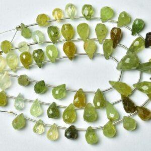Grossular Garnet Teardrop Beads - 7 Inches - Natural Faceted Grossular Garnet Teardrops Briolettes - Size Is 6x9- 9x12 Mm #2135