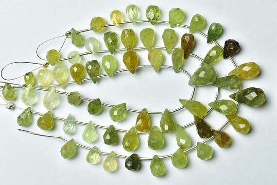 Grossular Garnet Teardrop Beads - 7 Inches - Natural Faceted Grossular Garnet Teardrops Briolettes - Size Is 6x9- 9x12 Mm #2135