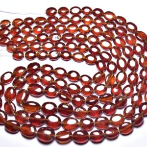 Hessonite Garnet Oval Beads - 16 Inches - Natural Smooth Hessonite Garnet Oval Shape - Size Is 6x8 - 9.5x11 Mm #2548