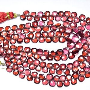 High Quality Garnet Heart Beads - 7.50 Inches- Natural Faceted Garnet Heart Briolettes - Size Is 5 - 6.50mm #132 High Quality Garnet Heart Beads - 7.50 Inches- Natural Faceted Garnet Heart Briolettes - Size Is 5 - 6.50mm #132