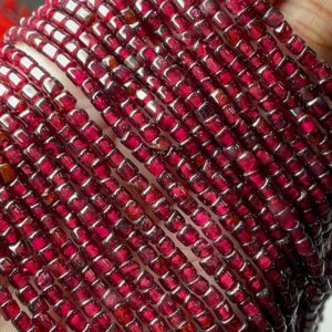 Natural Garnet Pipe Shape Beads 3/3 Mm Approx High Quality Beads Strands 14.5 Inches Red Garnet Gemstone Beads