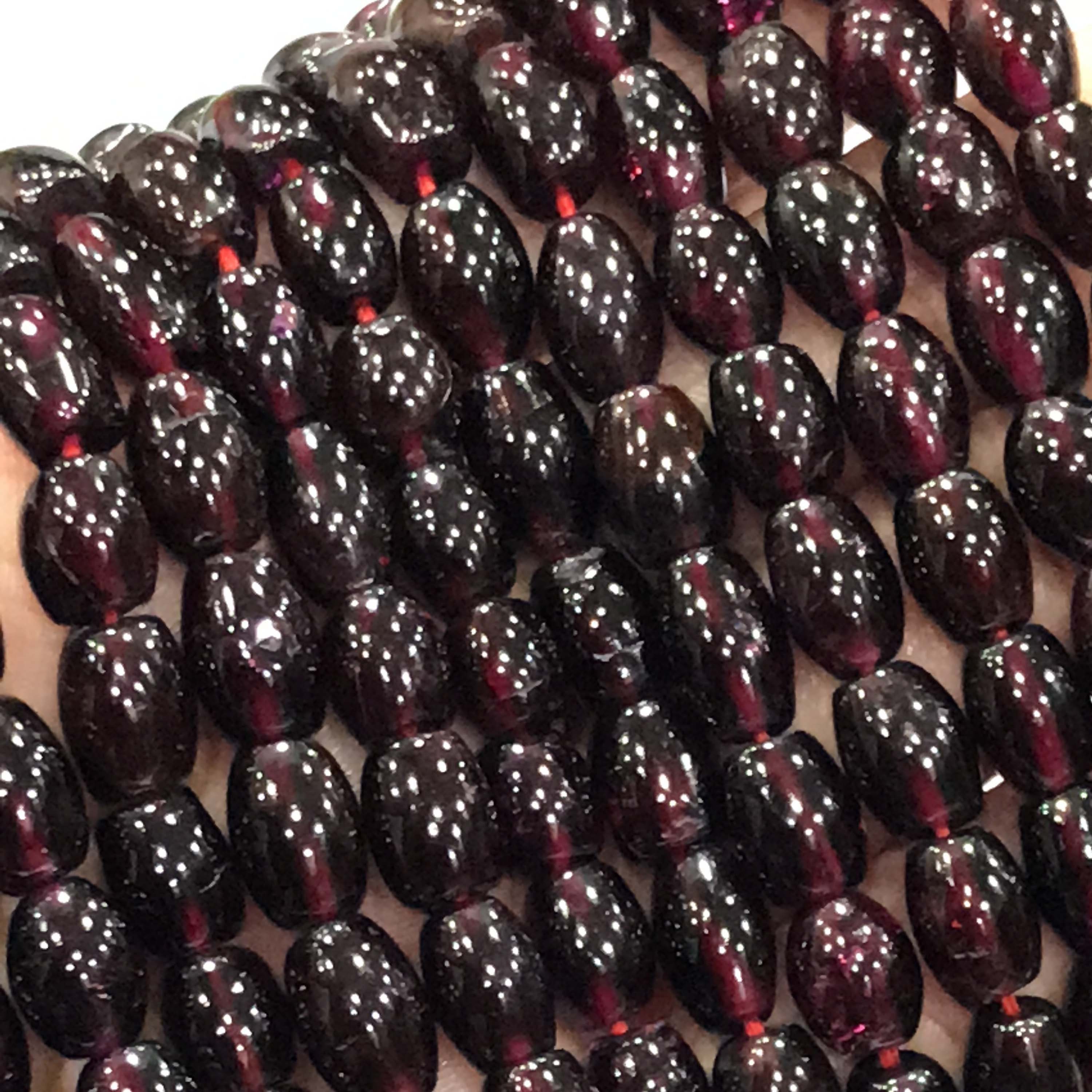 Garnet Olive Beads | Smooth Gemstone Strand For Jewelry Making