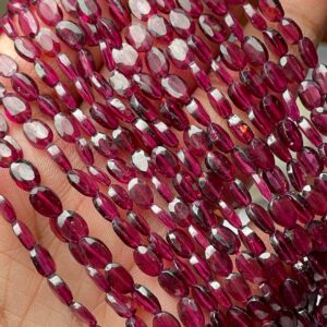 New Brand- Natural Garnet Faceted Oval Shape Gemstone Beads, 4x5.5 Mm Flat Oval Beads, 14 Inch Strand For Making Jewelry For Sale