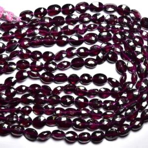 Garnet Oval Beads - 9.5 Inches - Natural Faceted Garnet Ovals - Beautiful Center Drilled Garnet - Size Is 6x7-6x8 Mm #1194